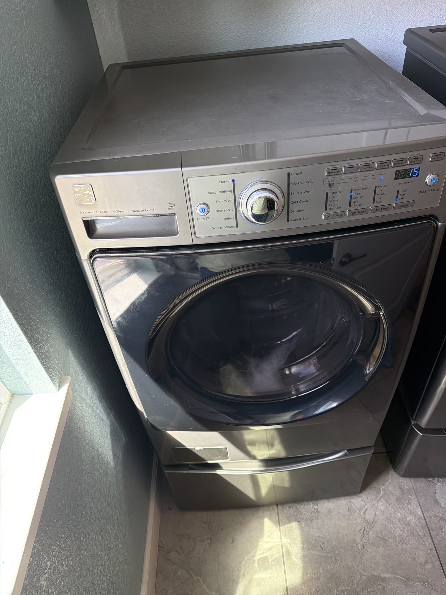 Kenmore Elite washer fully reassembled after the water inlet valve replacement